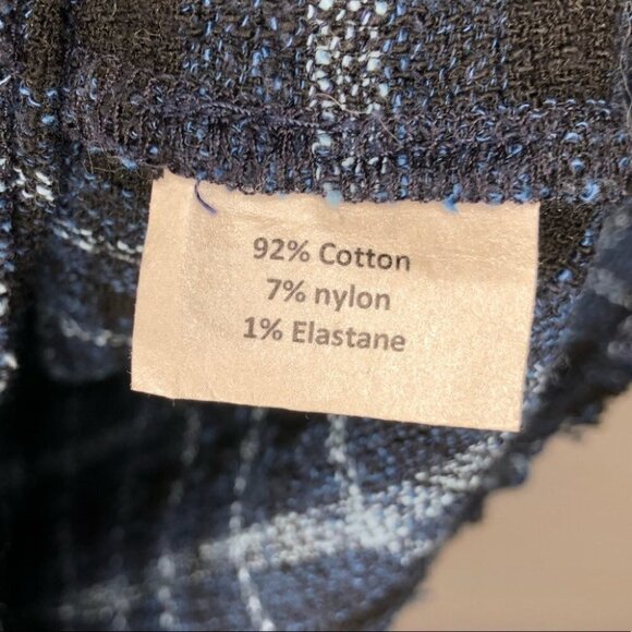 SARA Campbell  Plaid Blue Squares Tweed 3/4 Sleeve Top Size XS - Picture 3 of 6